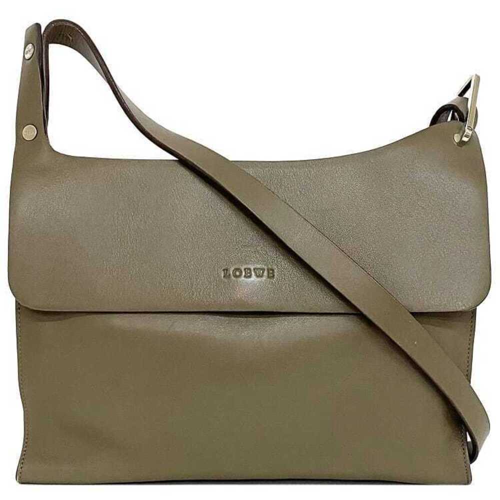 Loewe Shoulder Bag Brown Beige Leather Crossbody Flap Business Logo